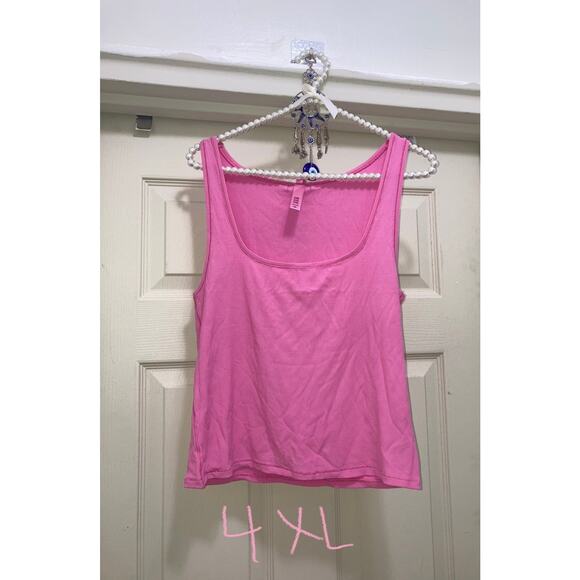 Skims Size 4X Soft Lounge Bubblegum Pink Ribbed Tank Top NWT - Picture 4 of 6